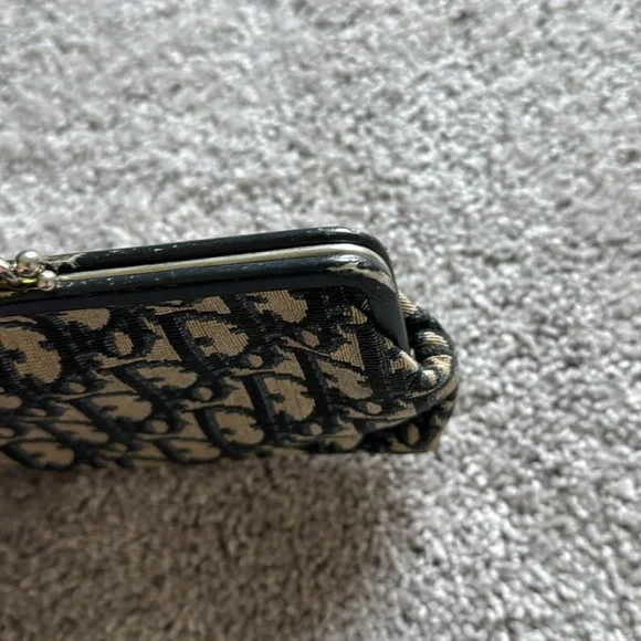 Vintage Dior Black and Cream Canvas Monogram Pouch Clutch - Picture 4 of 8